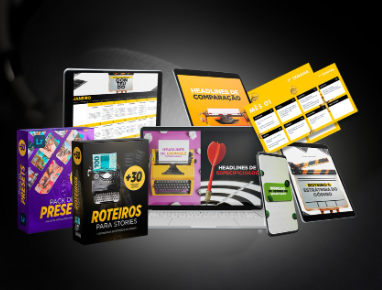 Mockup oficial da Fábrica de Conteúdos com materiais digitais e dispositivos